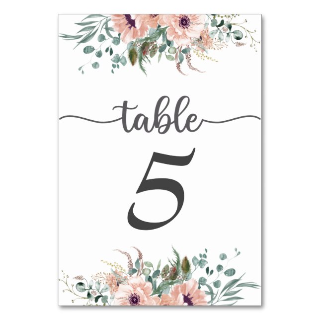 Numéro de table de mariage floral rose chic (Par défaut)