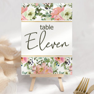 Numéro de table de mariage floral rose coquille d'