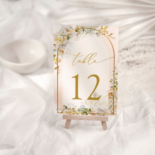 Numéro de table de mariage floral rose élégant (Créateur téléchargé)