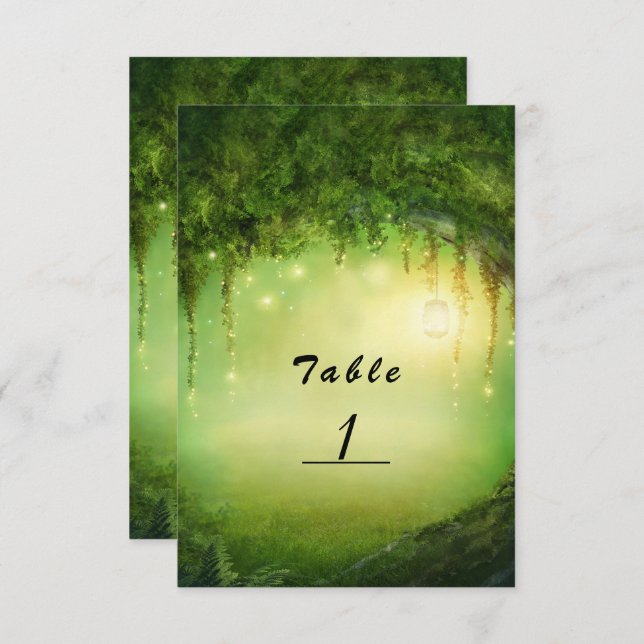 Numéro de table de mariage Forêt Enchantée & Lumiè (Devant / Derrière)