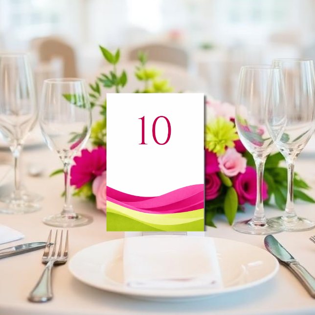 Numéro de table de mariage Fuchsia et vert citron (Fuchsia and Lime Green Wedding Table Number )