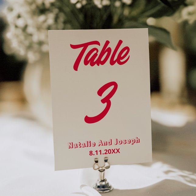 Numéro de table de mariage funky gras couleur mode (Créateur téléchargé)