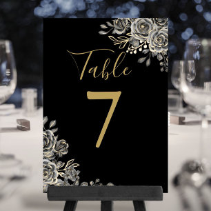 Numéro de table de mariage gothique noir et or