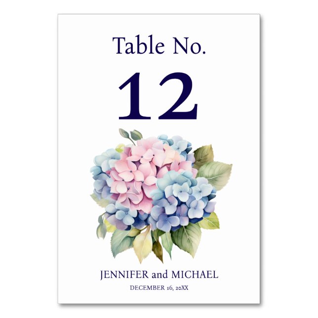Numéro de table de mariage Hydrangea (Par défaut)