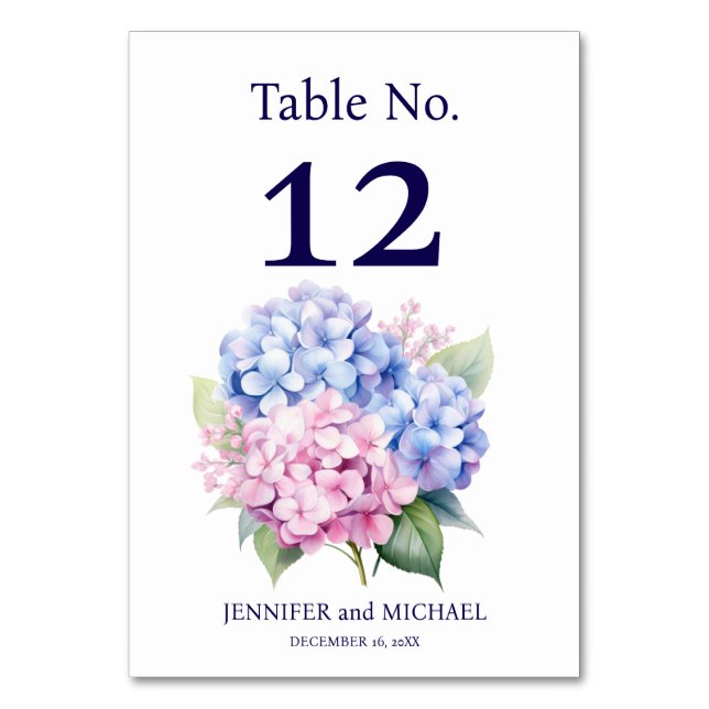Numéro de table de mariage Hydrangea (Par défaut)