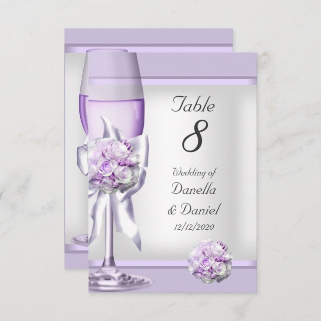 Numéro de table de mariage Lavande Violet Lilac 3 (Devant / Derrière)