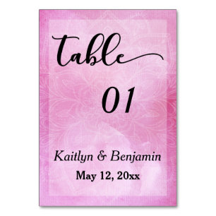 Numéro de table de mariage Mandala Aquarelle Rose