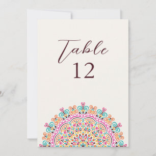 Numéro de table de mariage mandala de terrain mexi