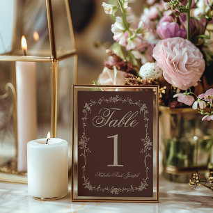 Numéro de table de mariage marron chocolat beige f