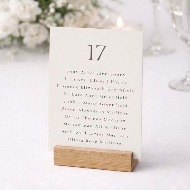 Numéro de table de mariage minimal avec liste d'in (Créateur téléchargé)