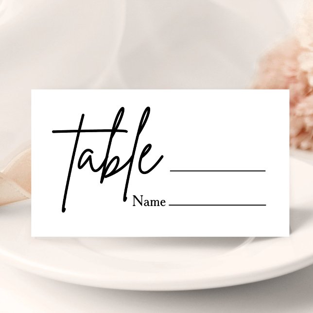 Numéro de table de mariage minimaliste avec carton (Minimal table number place cards guide guests with clean, elegant wedding style.)