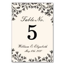 Numéro de table de mariage minimaliste floral ivoi