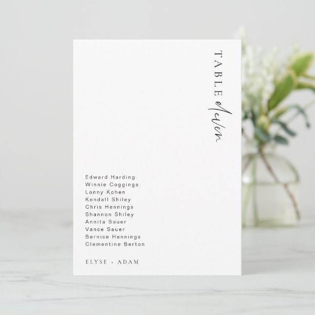 Numéro de table de mariage minimaliste moderne Est (Debout devant)