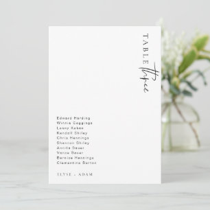 Numéro de table de mariage minimaliste moderne Est