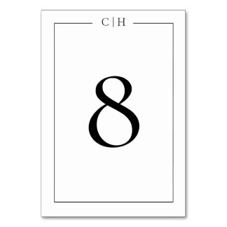 Numéro de table de mariage minimaliste noir et bla