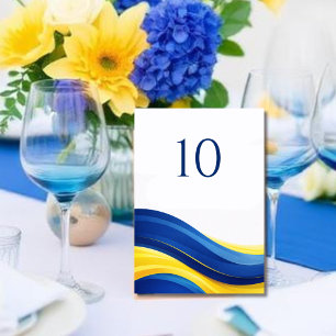 Numéro de table de mariage moderne bleu cobalt et