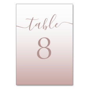 Numéro de table de mariage moderne dégradé or rose