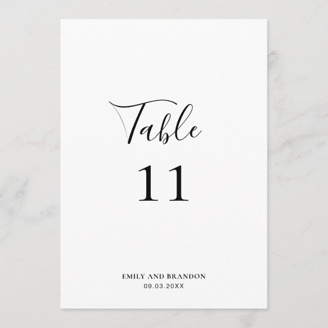 Numéro de table de mariage moderne élégant simple (Devant)