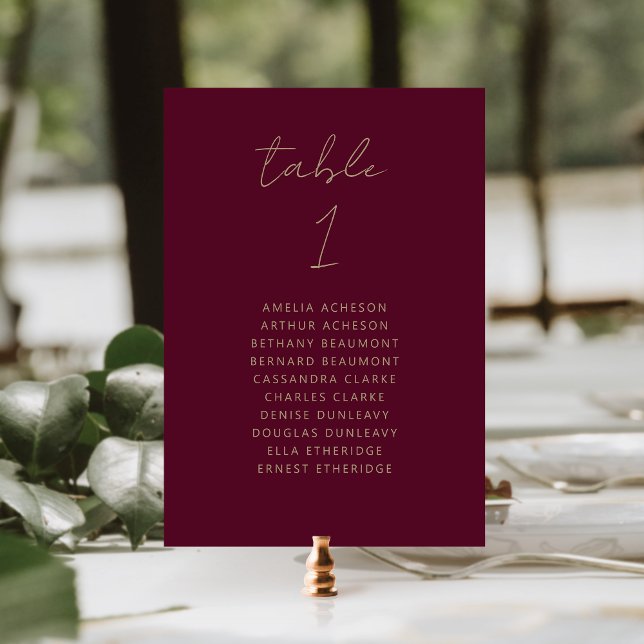 Numéro de table de mariage moderne en or script Bo (Créateur téléchargé)