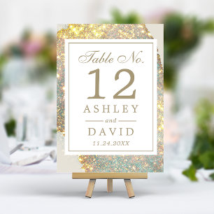 Numéro de table de mariage moderne iridescent scin