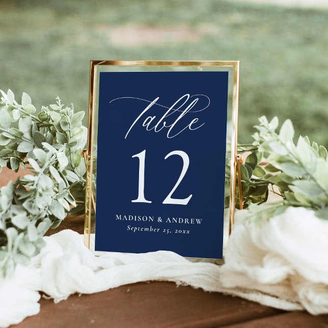 Numéro de table de mariage Navy Calligraphie Moder (Créateur téléchargé)