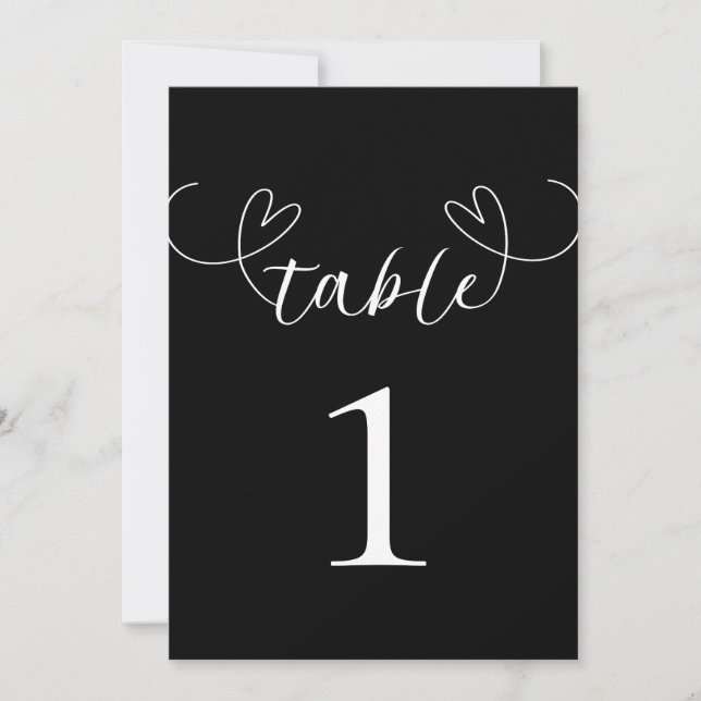 Numéro de table de mariage noir et blanc Modern He (Devant)
