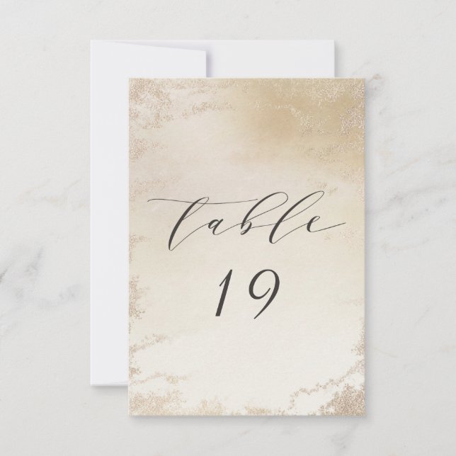 Numéro de table de Mariage Ombre Jaune Or Frosted (Devant)