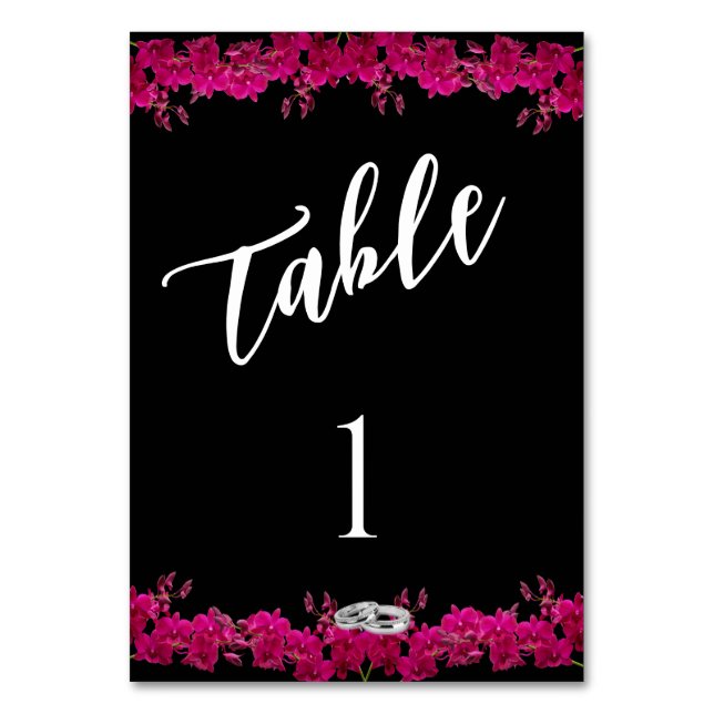 Numéro de table de mariage - Orchidées fuchsia sur (Par défaut)