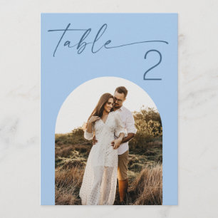 Numéro de table de mariage photo bleu ciel pastel