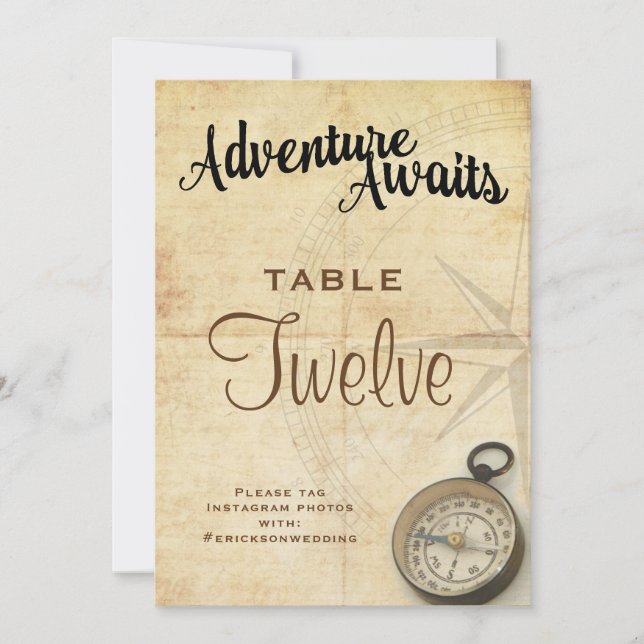 Numéro de table de mariage pour voyage aventure vi (Devant)