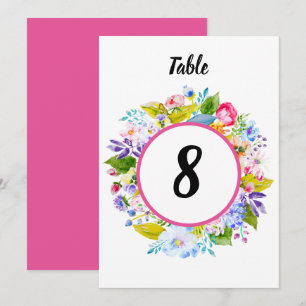 Numéro de table de mariage romantique floral rose