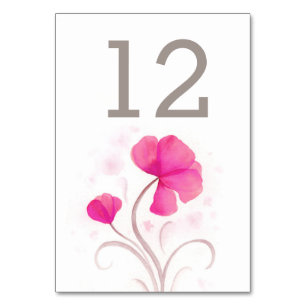 Numéro de table de mariage rose fleur sauvage aqua