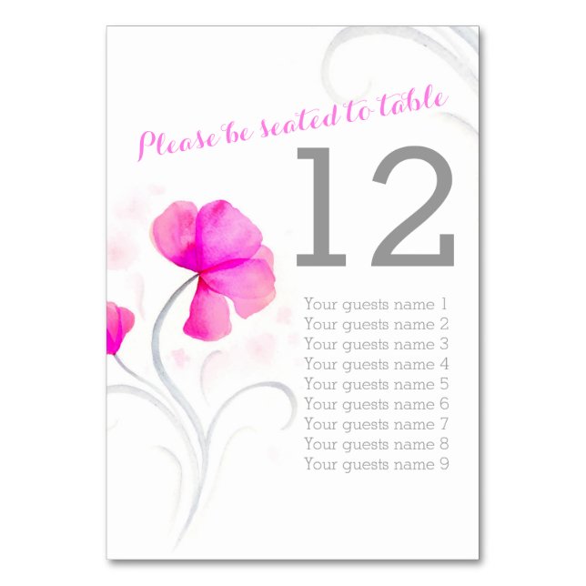 Numéro de table de mariage rose fleur sauvage aqua (Par défaut)