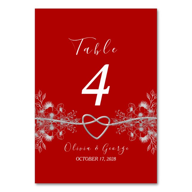 Numéro de table de mariage rouge et noir (Dos)