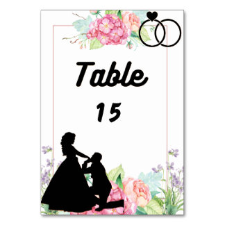 Numéro de table de mariage silhouette de demande e