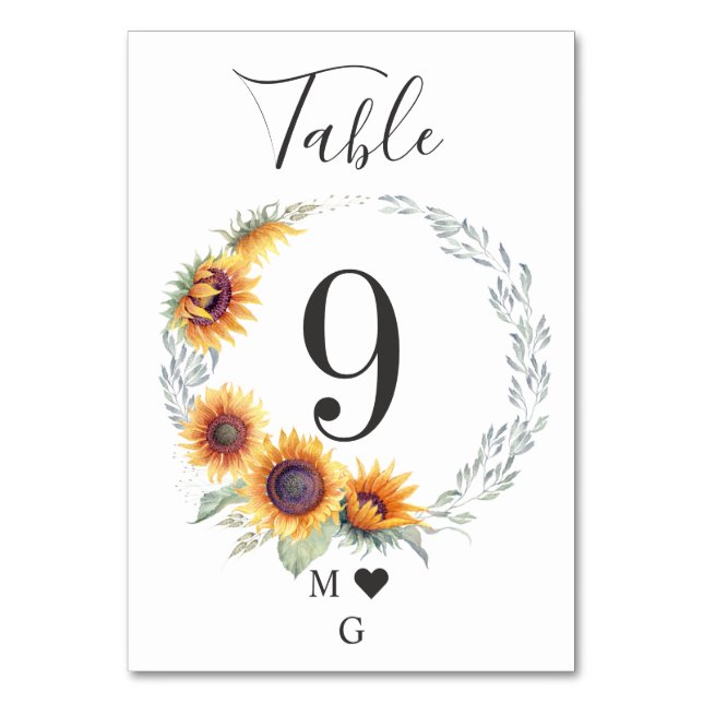 Numéro de table de mariage Sunflower Bloom (Par défaut)