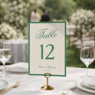 Numéro de table de mariage Tennis Club Green Prepp