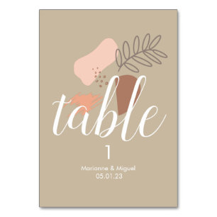 Numéro de table de mariage Tons Terreux Formes