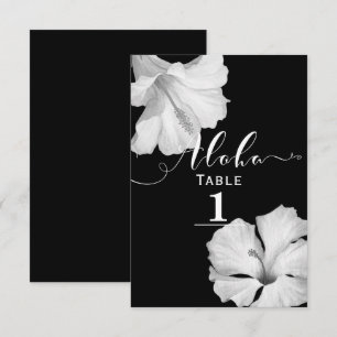 Numéro de table de mariage tropical noir d'hibiscu