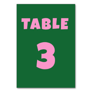 Numéro de table de Mariage vert rétro