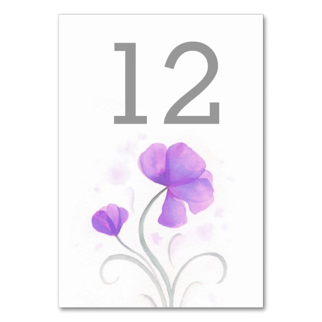 Numéro de table de mariage violet fleur sauvage d' (Dos)