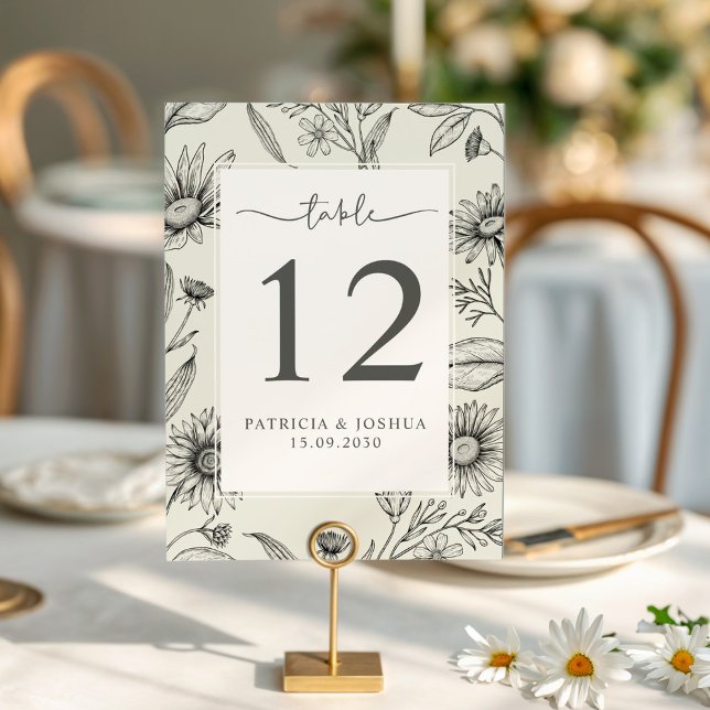 Numéro de table de réception de fleurs botaniques  (Créateur téléchargé)