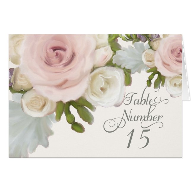 Numéro de table de réception Joli Pastel Rose Flor (Devant horizontal)