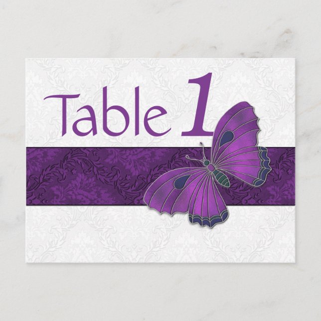 Numéro de table de réception Papillon Brocade viol (Devant)