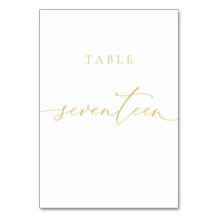 Numéro de table de script Gold Elegant Dix-sept