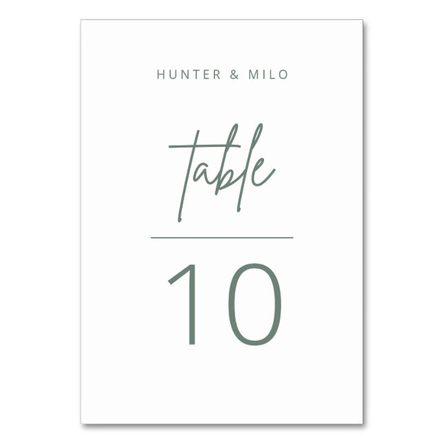 Numéro de table de script simple Carte de réceptio (Dos)