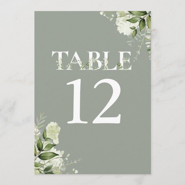 Numéro de table de typographie florale de verdure  (Devant)