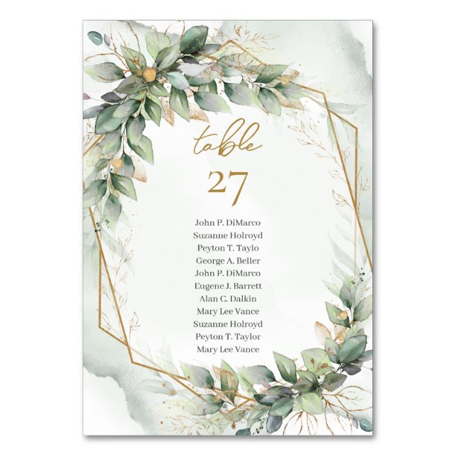 Numéro de table de verdure aquarelle avec nom d'in (Par défaut)