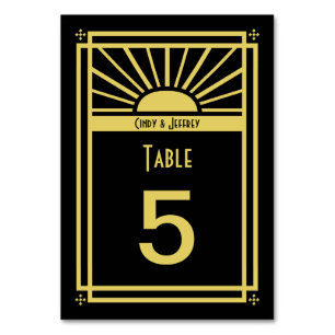 Numéro de table d'éclatement de soleil Art déco Ca