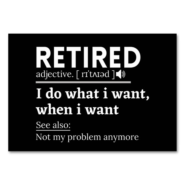 Numéro De Table définition à la retraite, drôle de retraite, retra (Devant)